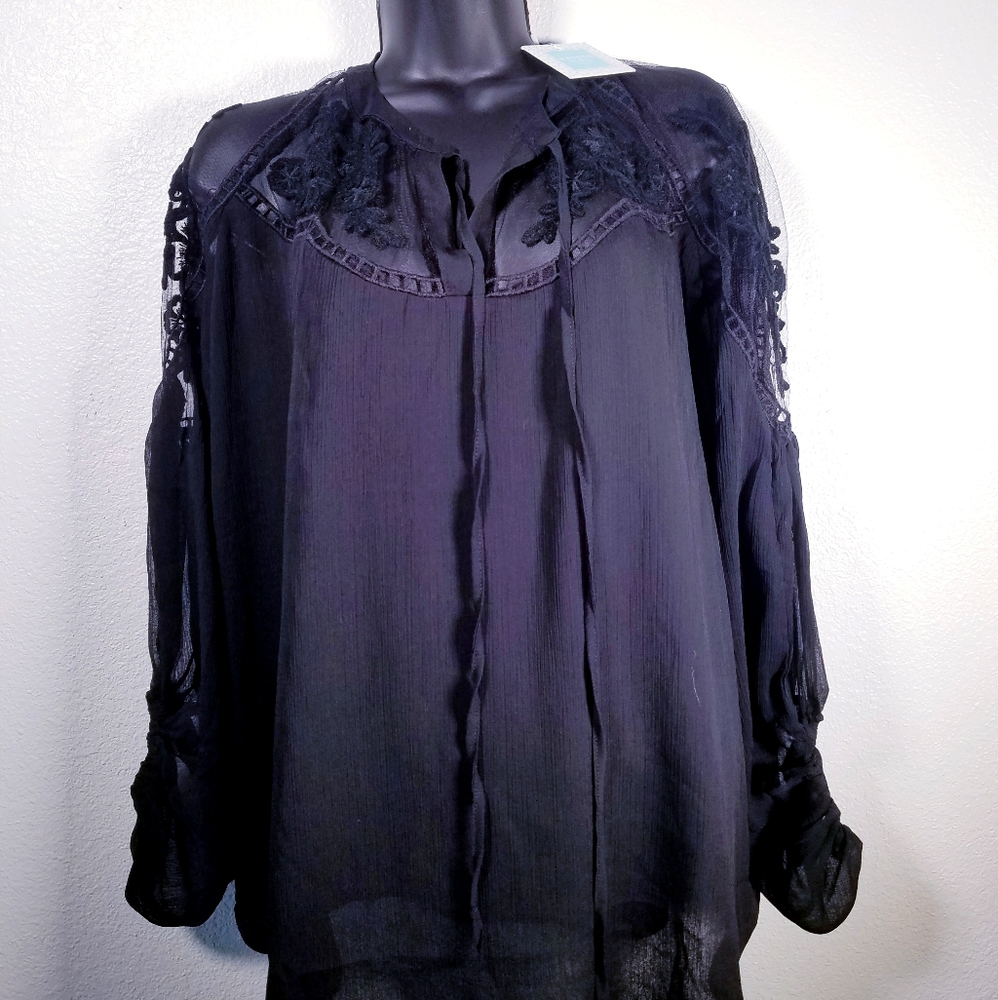 Black blouse with laces on the front
